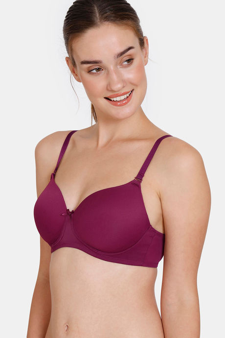 Zivame Padded Non Wired 3/4Th Coverage T-Shirt Bra - Dark Purple — image 5